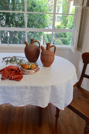 White & Terracotta Tablecloth