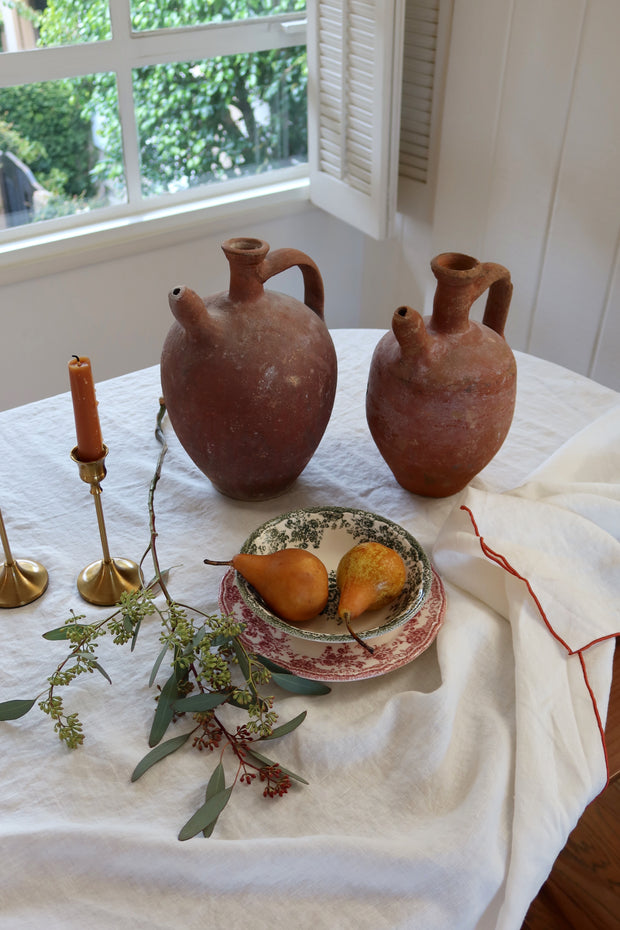 White & Terracotta Tablecloth