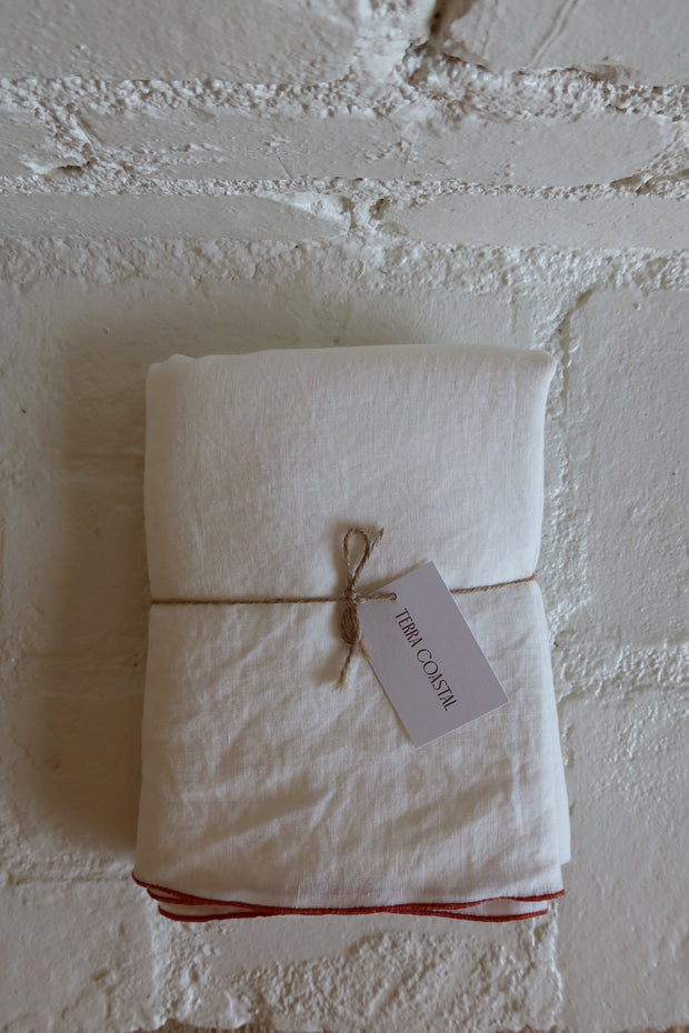 White & Terracotta Tablecloth